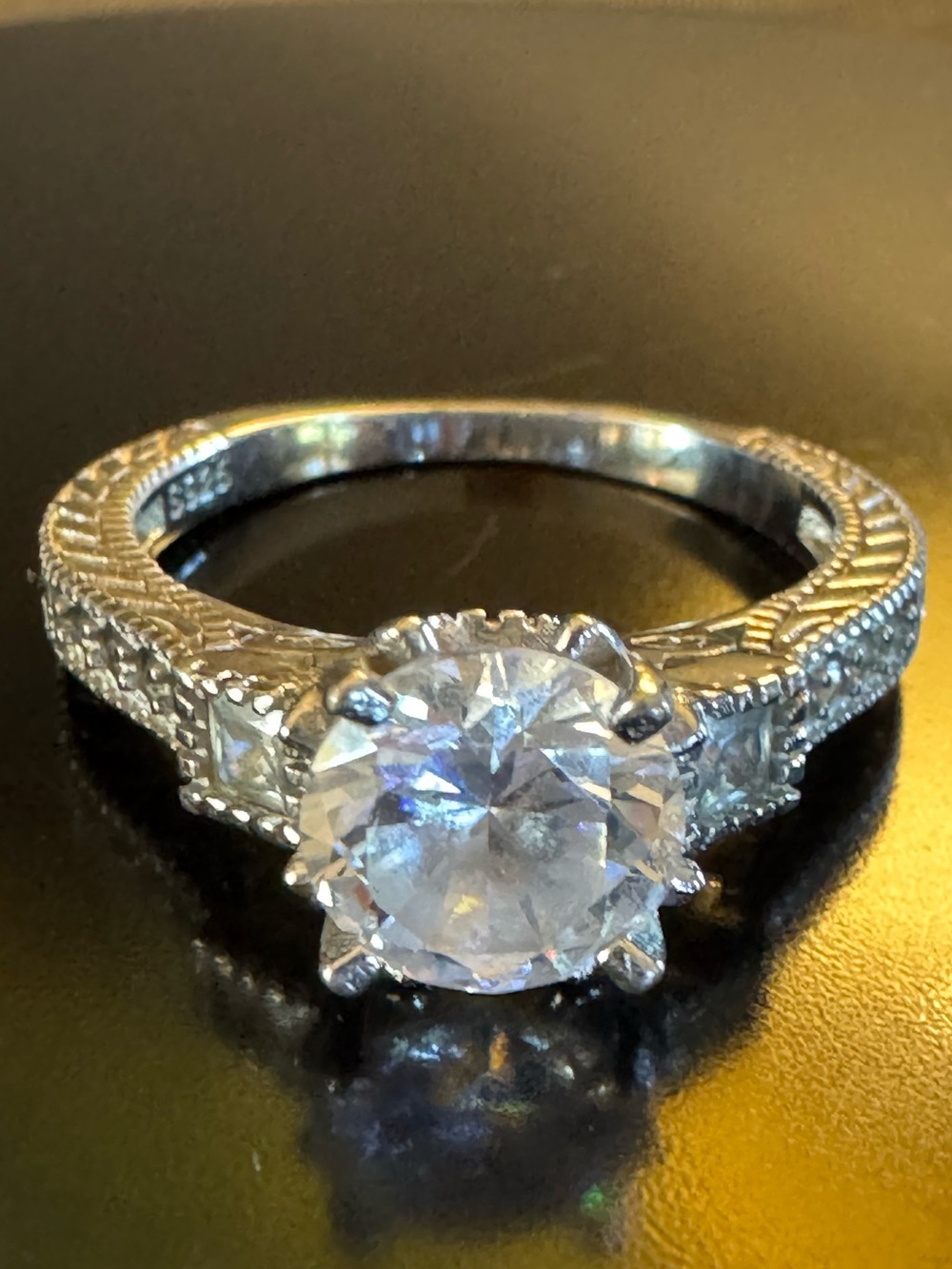 Sterling Silver Vintage-Style Clear Cubic Zirconia Ring - Vacation Ring